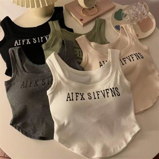 【現貨】字母印花吊帶打底背心 抹胸帶胸墊百搭可外穿純欲辣妹性感內搭上衣夏季新款衣長40cm