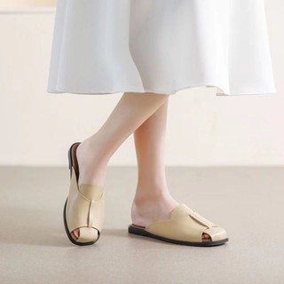 【新店*福利】真皮 洞洞涼 拖鞋女 2023 夏季 新款 軟底 媽媽 包頭拖鏤 空一 腳蹬 女士涼鞋‘