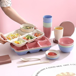 小麥秸稈減脂分餐盤家庭套餐餐盤多格大人加深可微波爐學生打飯盤3.26