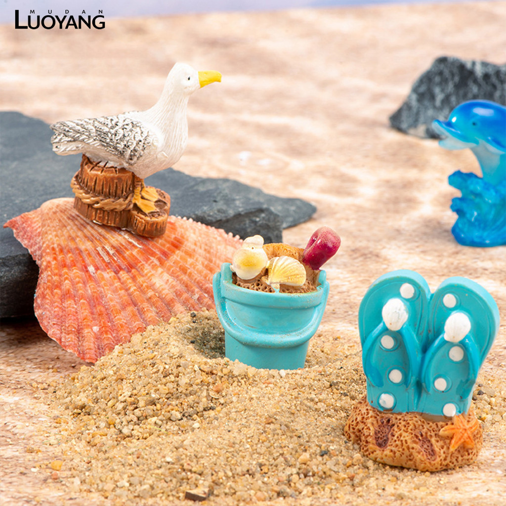 洛陽牡丹 微景觀造景衝浪板帆船海貝海鳥裝飾品配件海洋沙灘海邊系列小擺件