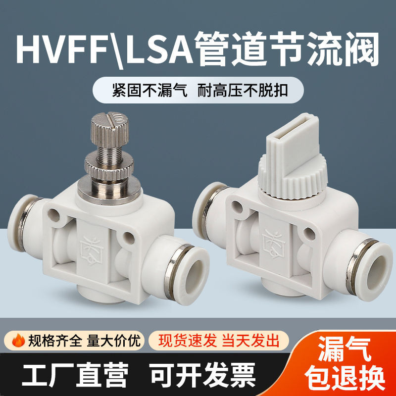 氣動氣管LSA/HVFF管道節流閥調速閥LSA/HVFF 6 8 10 12mm快插接頭