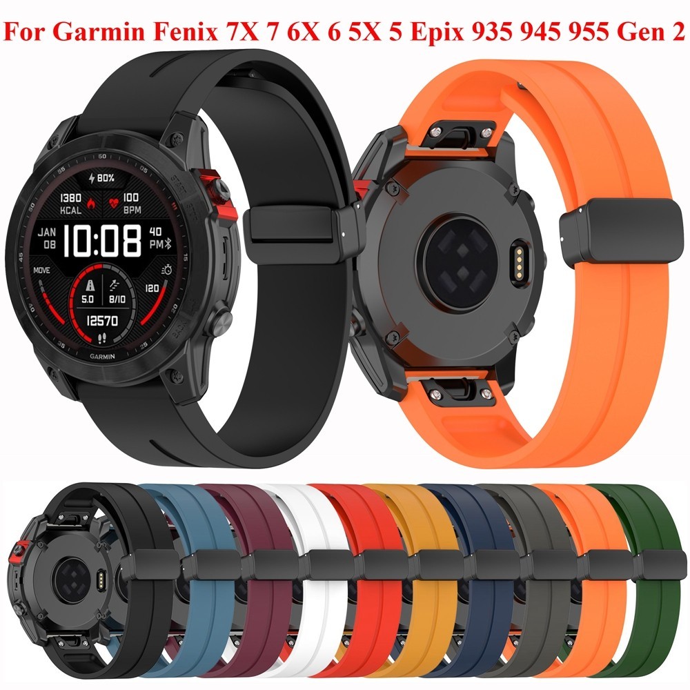 26 22 20 毫米矽膠磁扣錶帶適用於 Garmin Fenix 7 6 5 Gen 2 Epix Easyfit 腕