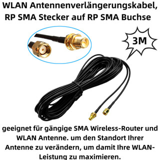 Rp SMA 插頭轉母電纜 3M RG174 Wifi 天線延長線