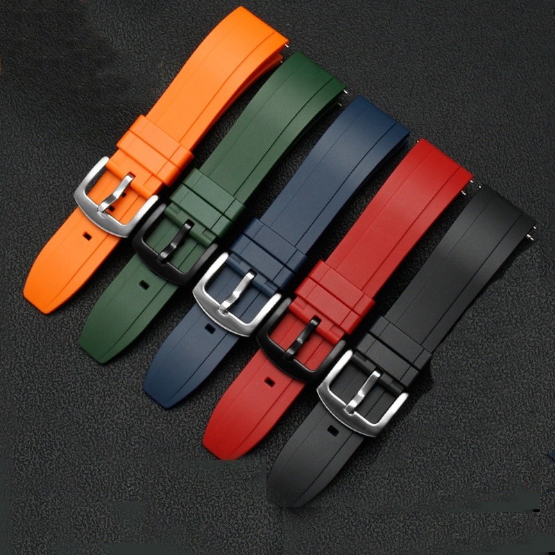 SEIKO 氟橡膠防水快速釋放條錶帶 20 毫米 22 毫米 24 毫米黑色橙色橡膠錶帶適用於精工歐米茄手錶配件