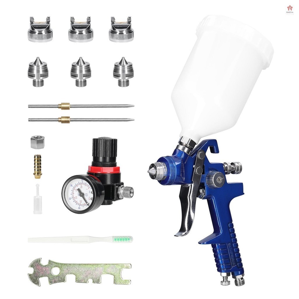[熱銷]HVLP汽車噴漆工具套裝600CC大容量空氣噴霧器不鏽鋼噴槍套件汽車油漆修補裝置