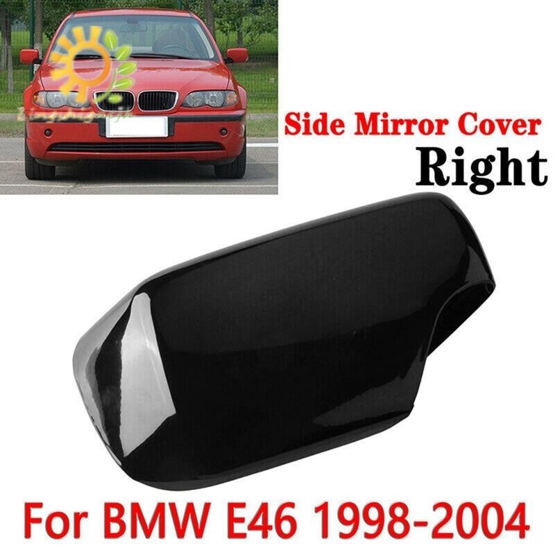 右乘客光澤黑色側後視鏡蓋帽適用於 -BMW E46 3 系列 1998-2005 51168238376
