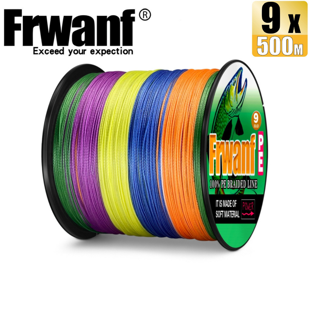 Frwanf 500M 9 股多色釣魚 PE 線編織釣魚線電線用於釣魚線輪