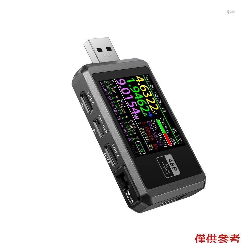 Yot FNIRSI FNB48P 6位顯示測試儀多功能電壓表電流表USB TYPE-C充電設備線路檢測觸發電池容量計算