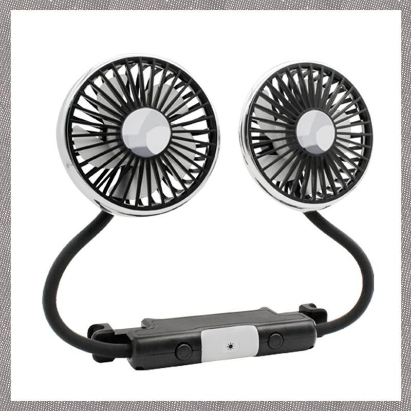 [gengciy9] 後座汽車風扇,帶 Led 燈的雙頭軟管汽車座椅風扇,汽車便攜式 USB 風扇,3 速冷卻汽車風扇