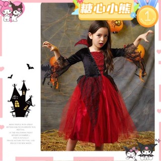 萬聖節兒童吸血鬼服裝女童公主裙禮服恐怖兒童童吸血鬼披風演出服