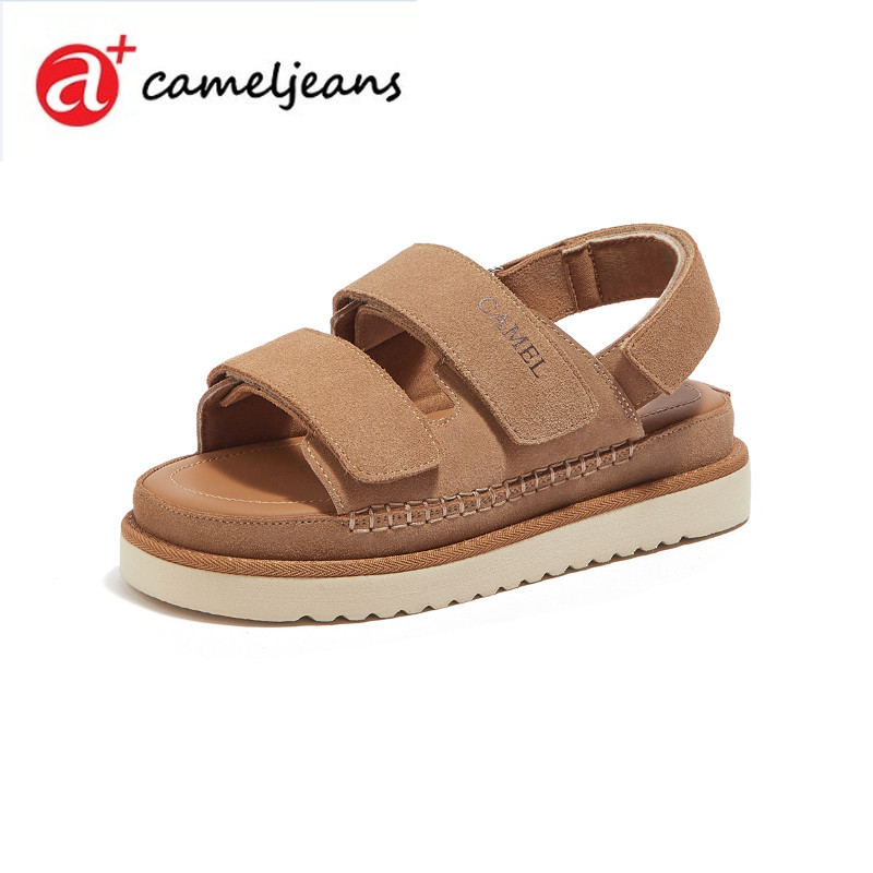Cameljeans 女式厚底涼鞋平底防滑休閒涼鞋
