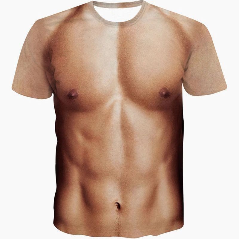 精選 創意搞笑猛男肌肉衣 奇葩衣服 潮男 短袖 T恤 3 D立體圖案 個性 假胸 腹肌衫 搞怪肌肉服飾 角色扮演 派對