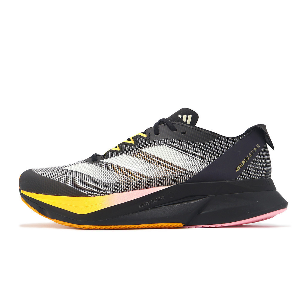 adidas 慢跑鞋 Adizero Boston 12 M 男鞋 黑 黃 路跑 愛迪達 厚底 [ACS] IF9212
