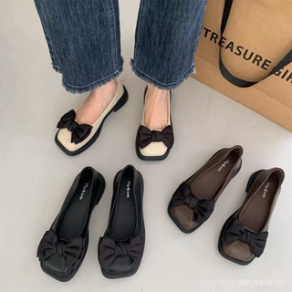 【臺灣出貨】35-43 大碼女鞋41肥腳複古法式單鞋女方頭蝴蝶結芭蕾舞瑪麗珍鞋42大碼女裝 胖妹妹 大尺碼