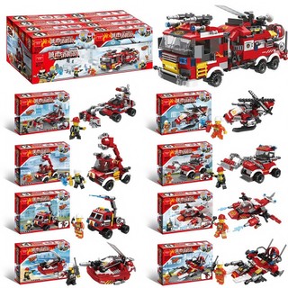 相容樂高LEGO積木 兒童益智拼砌積木玩具 特警車 指揮車 消防車 飛機 工程車組合套裝 男孩拼插拼裝汽車玩具積木禮物