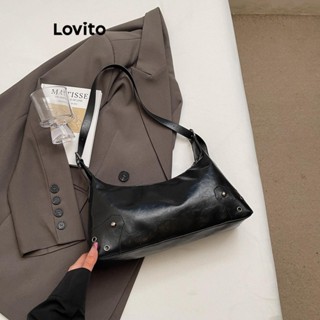 Lovito 休閒素色簡約設計通勤斜揹包大容量日常通勤包女士 LFA69226