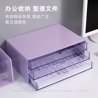 loved.tins莫蘭迪A4檔案櫃學生宿捨3層小物件抽屜彩妝首飾口紅桌麵收納盒文具