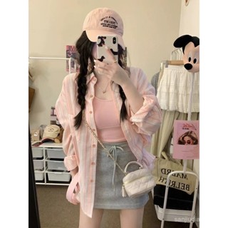 [❤️FLAA❤️] 夏季外套條紋新款襯衫長袖防曬開衫上衣休閒時尚寬鬆薄款襯衣