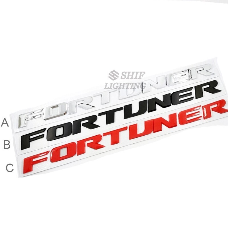 豐田 有趣的汽車 1 x ABS Fortuner 字母汽車汽車前罩標誌徽章貼紙徽標貼花適用於 TOYOTA Fortu
