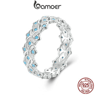 Bamoer 925 純銀戒指綠松石優雅時尚首飾禮物女士