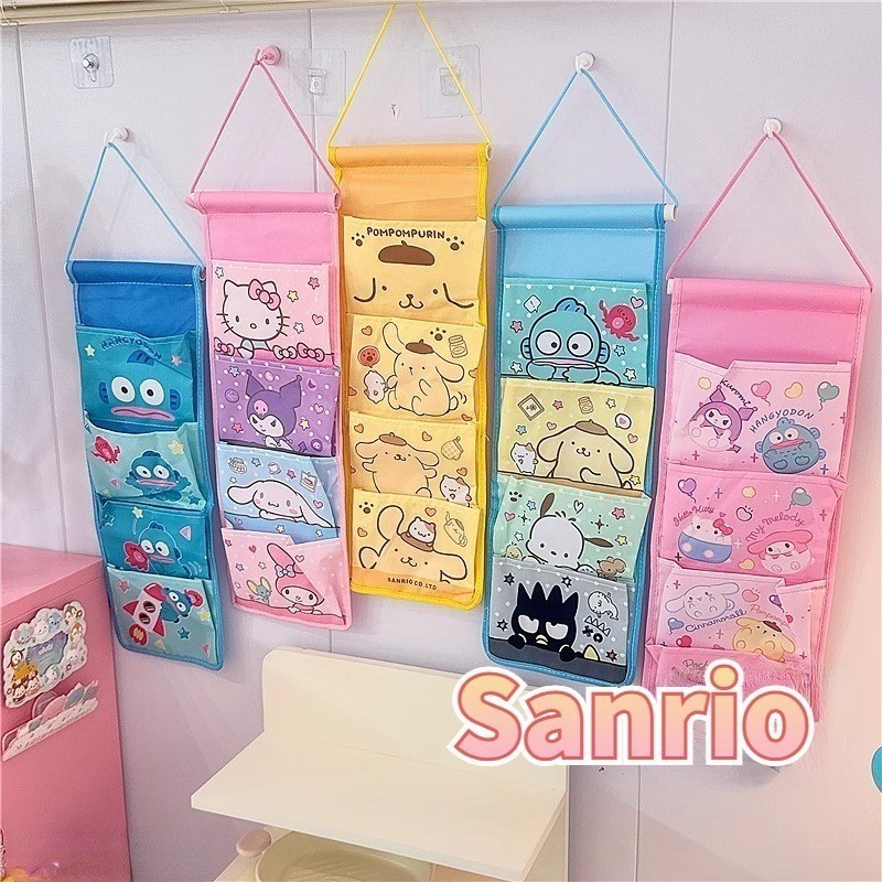 三麗鷗 Kawaii Sanrio Kuromi Hello Kitty Mymelody 壁掛式收納袋家居房間衣櫃門雜