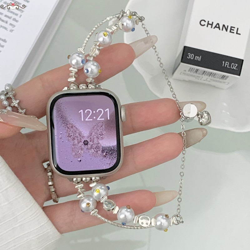 彩鑽巴洛克手鏈錶帶 適用 apple watch 蘋果錶帶 iwatch SE 1-9代通用 Ultra 輕奢高檔錶帶