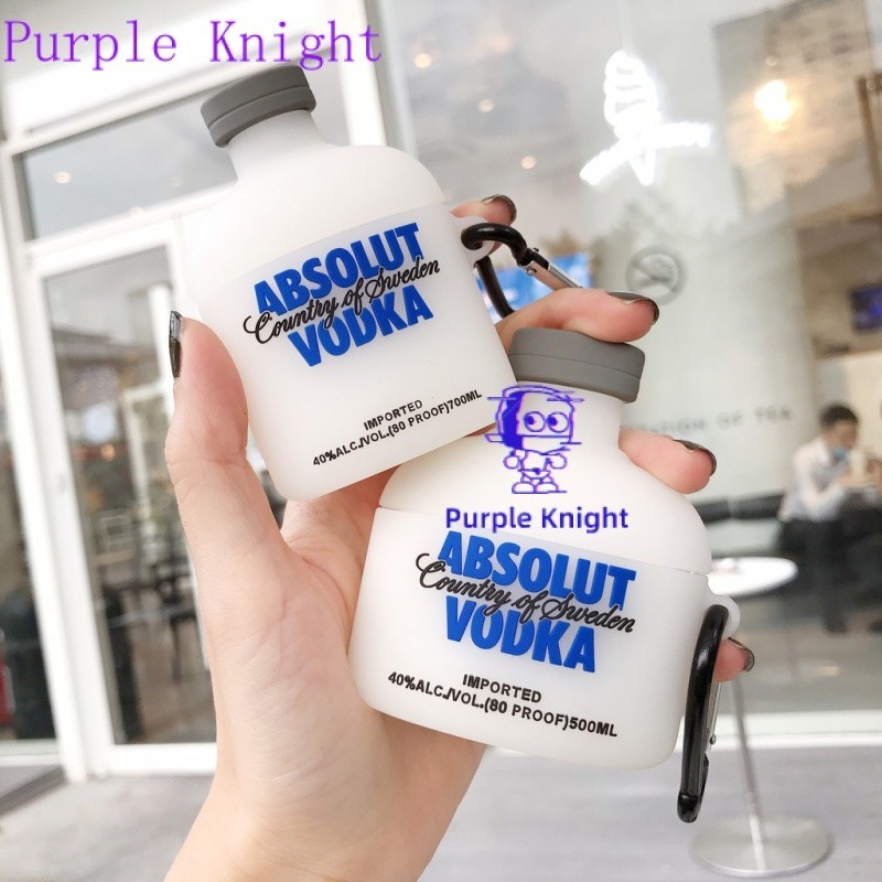 【紫騎士】AirPods 1/2/3/pro Pro2 軟無線藍牙耳機保護套盒創意伏特加酒瓶保護套