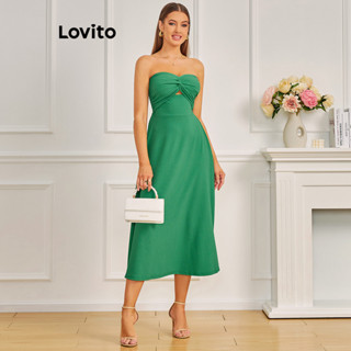 Lovito 女用優雅素色結飾洋裝 LBL11185