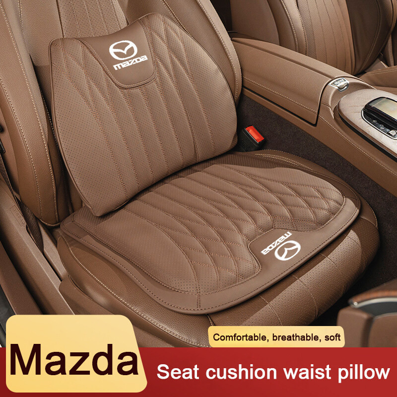 MAZDA 汽車座墊舒適皮革汽車座墊頭枕座墊汽車座椅保護套適用於馬自達 2 3 6 323 BT50 CX4 CX3 C