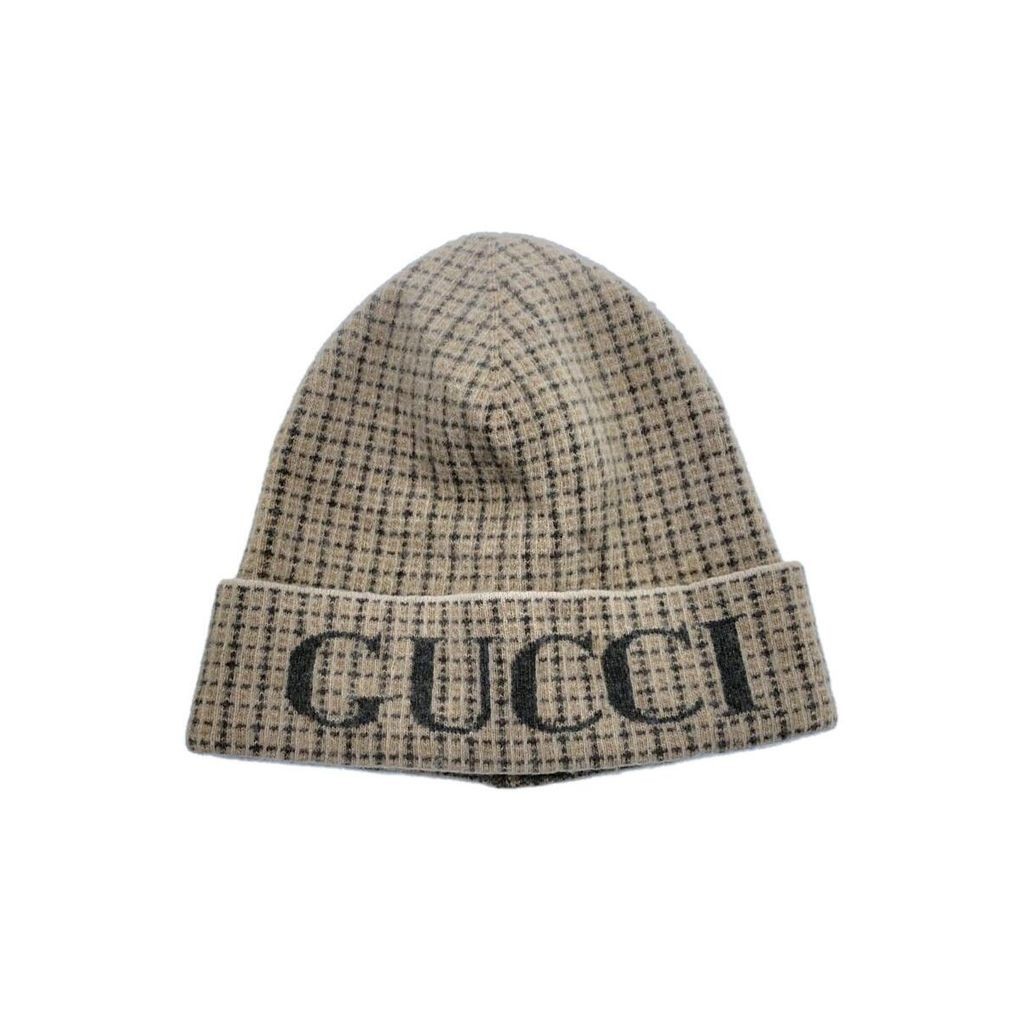 Gucci 古馳毛衣 帽女用 羊毛 格紋 米色 日本直送 二手