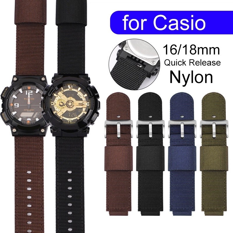 適用於卡 西歐GM110 GM2100 GA900 AQ-S810 GA-2100錶帶16毫米18毫米快速釋放帆布手錶帶