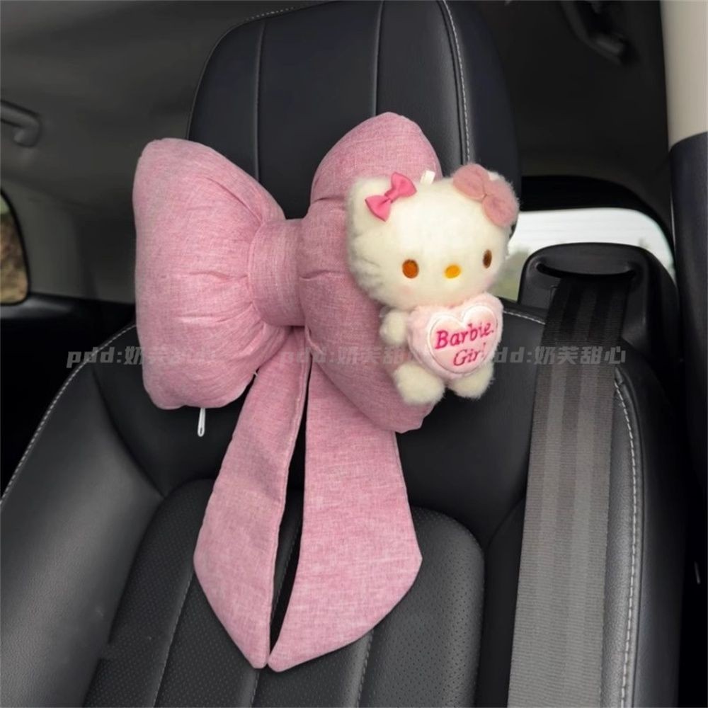 車內護頸枕汽車Kitty靠枕蝴蝶結卡通車用可愛頭枕女生裝飾品車用