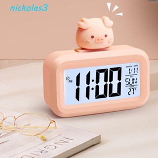 NICKOLAS桌面鬧鐘卡通發光二極體日期時間管理秒錶日曆倒計時計時器