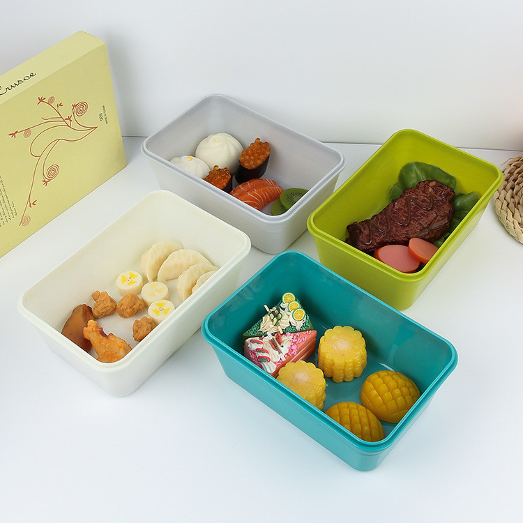 小麥秸稈飯盒 冰箱食物便當盒 食品級長方形水果沙拉保鮮盒 家用冰箱冷凍保鮮收納盒 塑膠保溫餐盒 水果食物收納盒