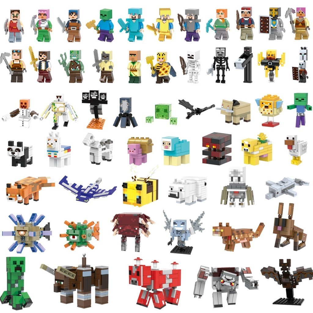 當個創世神積木 麥塊公仔 麥塊積木 麥塊人偶 史蒂夫 艾利克斯 鐵傀儡 末影人 苦力怕 殭屍 村民 拼裝積木 組裝模型