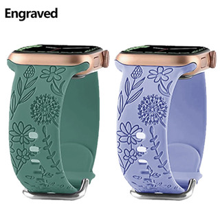 雕刻錶帶矽膠錶帶相容 Apple Watch ultra2 49mm 46MM 44mm 40mm 45mm 49mm
