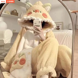 【臺灣🔥出貨】 學生睡衣 鼕季睡衣女鼕款珊瑚絨睡袍加絨加厚學生可外穿長款法蘭絨睡裙鼕天