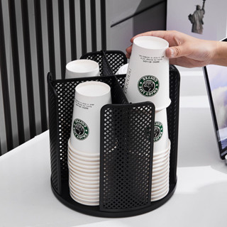 取杯筒 家用商用辦公室取杯器一次性杯 桌面旋轉紙杯架奶茶咖啡店一次性杯子取杯器分格收納架塑膠置物架