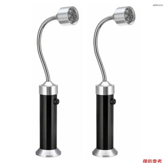 9LED燒烤燈 帶磁鐵工具燈 可彎曲軟管工作燈 手電筒 維修燈 塑膠禮盒2個裝 黑色 不帶電池出貨