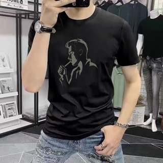 【HOT 本舖】男裝 夏季新款潮牌純棉寬鬆短袖T恤男創意印花休閒百搭男士圓領上衣ins