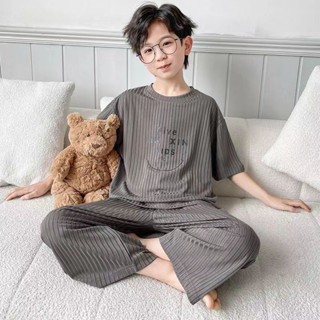 【現貨】【96%好評率】男童家居服套裝兒童睡衣夏季裝薄款2024新款寶寶中大童小孩空調服 居家生活 上班族 禮物