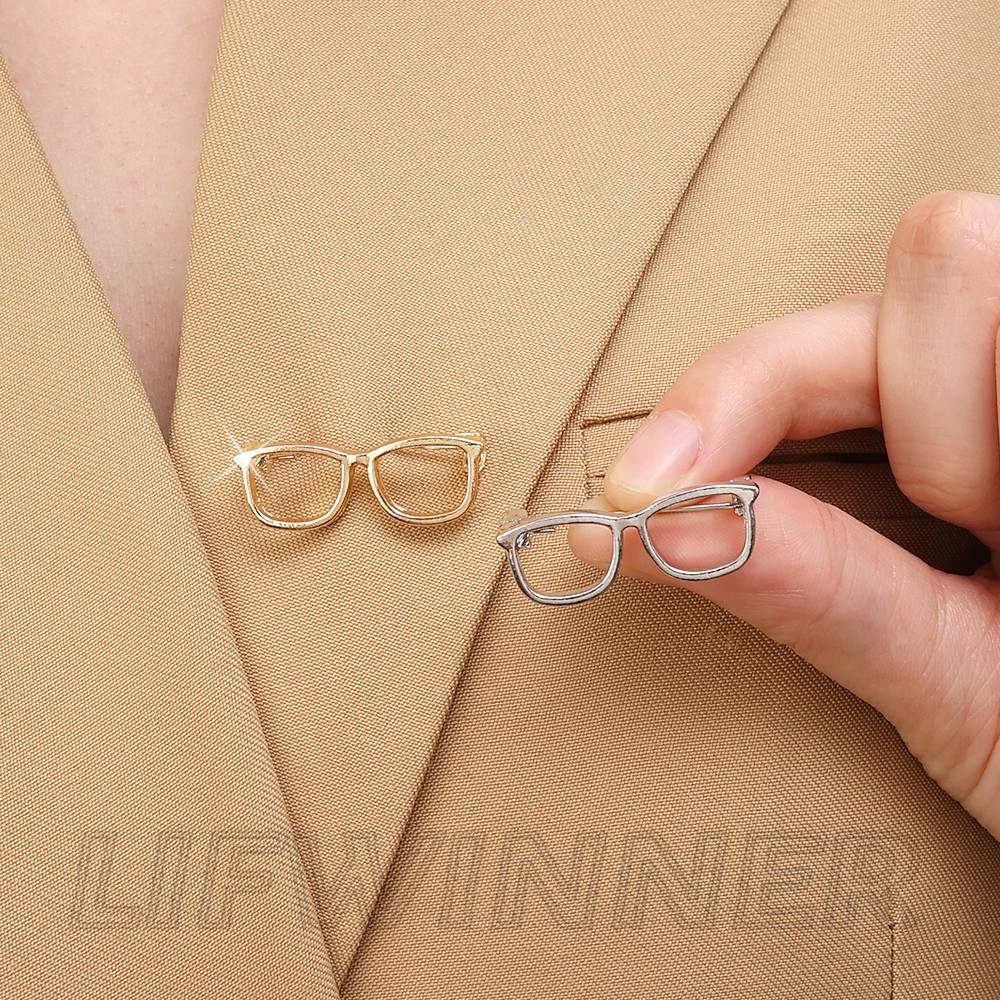 鏤空眼鏡胸針 - 時尚、創意、簡約 - 迷你金屬翻領別針 - 首飾配件 - 用於衣服、背包裝飾 - 固定衣夾