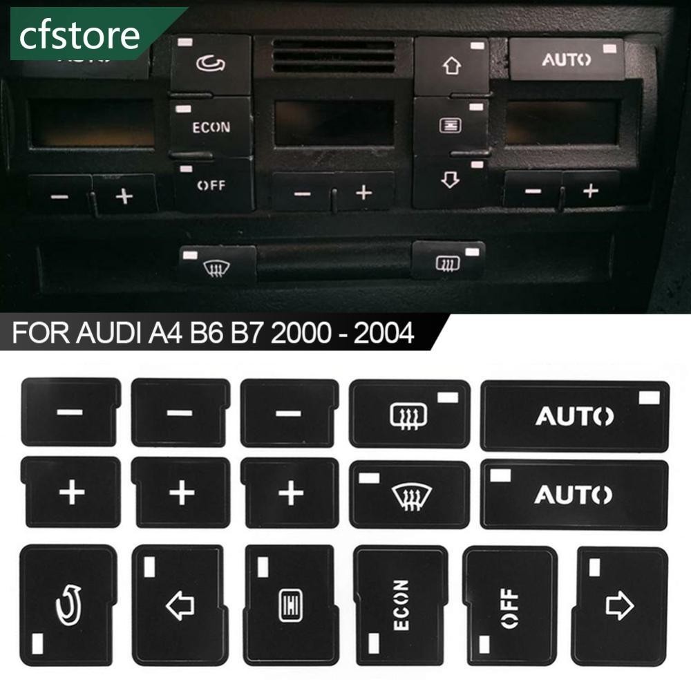 Cfstore 16 鍵汽車空氣音頻狀況 AC 氣候控制按鈕貼紙貼花造型裝飾適用於奧迪 A4 B6 B7 2000 -