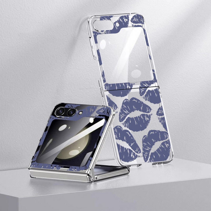 SAMSUNG 三星 Z Flip 5 Z Flip4 Z Flip3 手機殼鏤空雙唇半透明新款可折疊手機殼