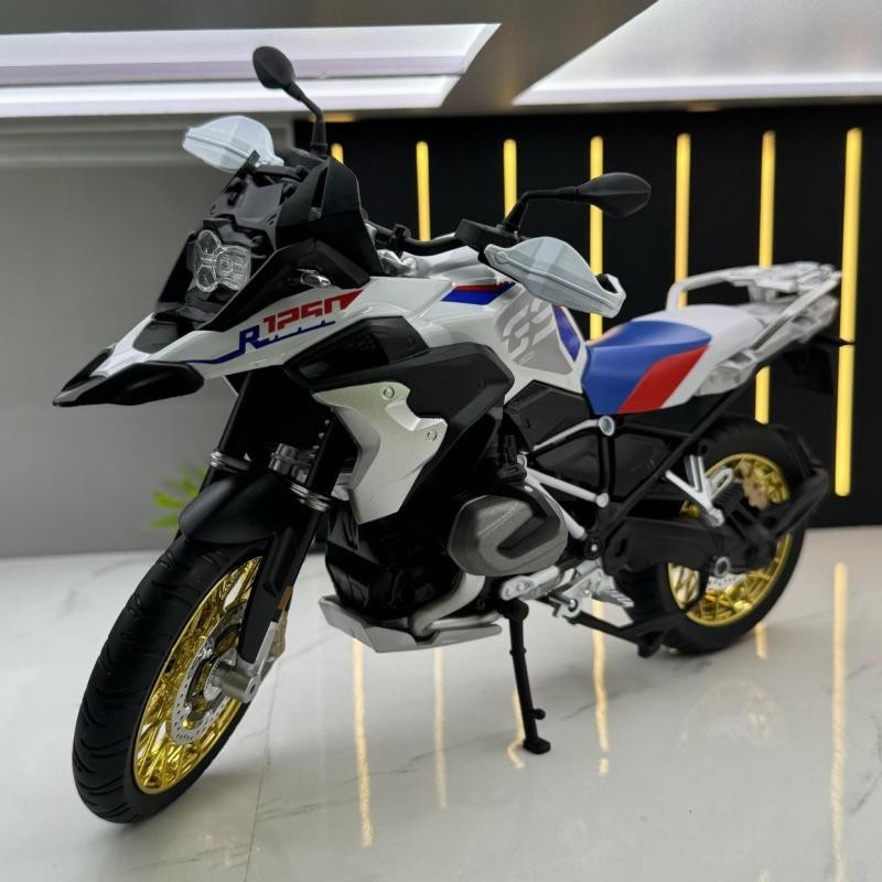 模型車 1:9 大鳥 r1250gs 機車模型 摩托車 滑動玩具車 帶燈光 合金模型車 重機模型 擺件