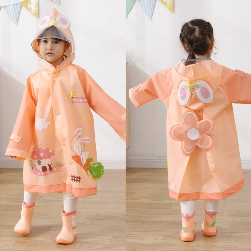 *臺灣熱賣*鮑雨3D立體兒童雨衣女男童女童小孩帶書包位透明帽簷雨披