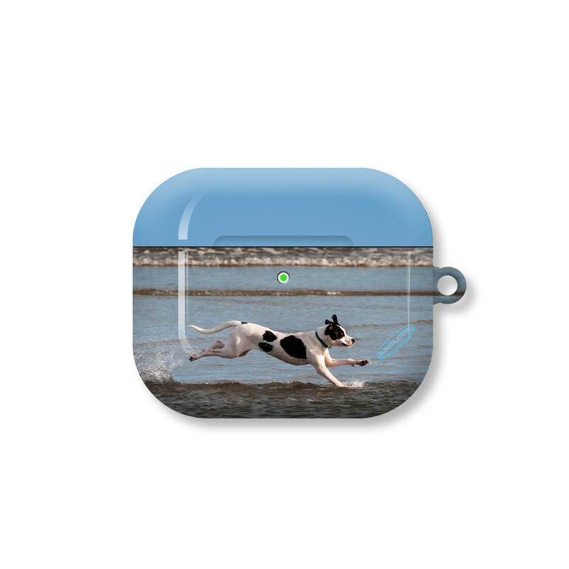 復古海岸小狗原創追飛盤小眾復古潮適用於AirPods3代耳機殼AirPodsPro第二代/一代保護套光面硬殼AirPod