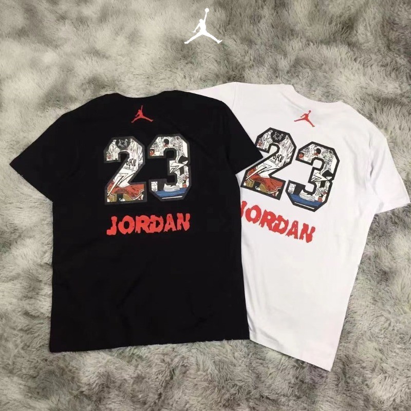 耐吉 【S-3XL】耐克 Air Jordan 男式 AJ23 印花籃球運動休閒短袖 T 恤情侶棉質球衣加大碼半袖上衣