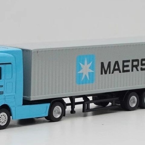 1:87 賓士MERSK馬士基 貨櫃運輸物流海運航運集裝箱碼頭卡車模型絕版模型 收藏
