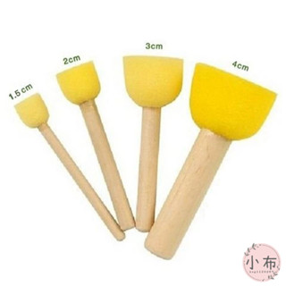 臺灣現貨 小布點︱海棉拓印棒(一組4入)︱海綿印章 繪畫教具教材 拓筆海綿刷 顔料拓印圓形畵棒 海綿木棍刷 DIY